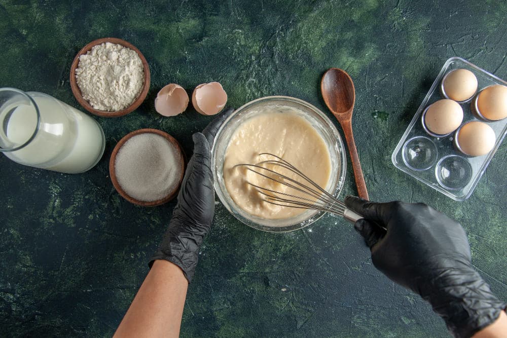 Vanilla cake ingredients mixing